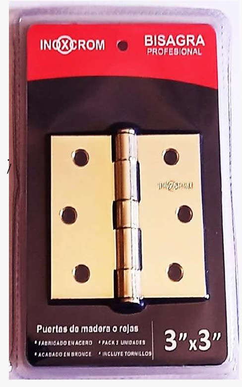 BISAGRAS PROFESIONAL INOXCROM BRONCEADA 3 x 3 x 2 MM (2 UNIDADES)1