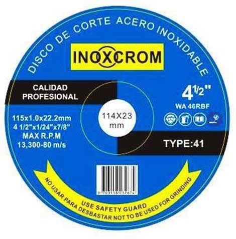 DISCO DE CORTE ACERO INOXIDABLE Ø4 1/2 (AZUL)10 UNIDADES1