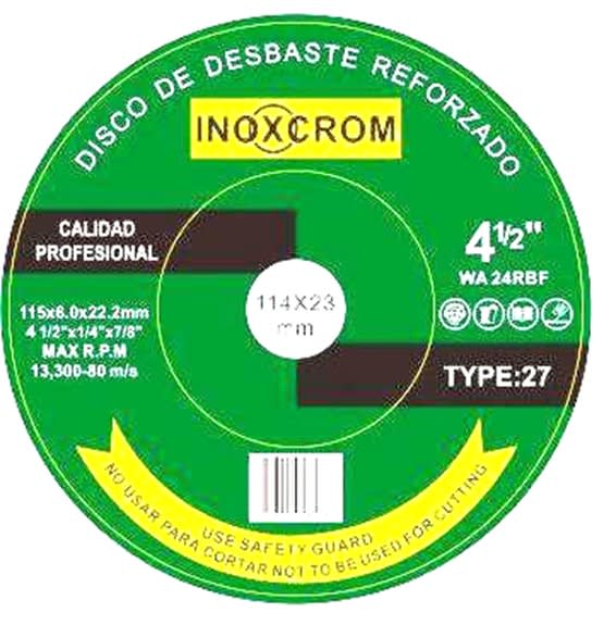 DISCO  DE DESBASTE REFORZADO Ø4 1/2 (VERDE)1