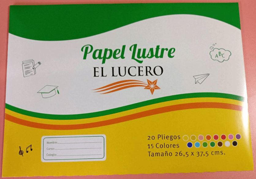 CARPETA PAPEL/LUSTRE EL LUCERO 20 PLIEGOS 14 COLORES 26.5X37.5 CMS