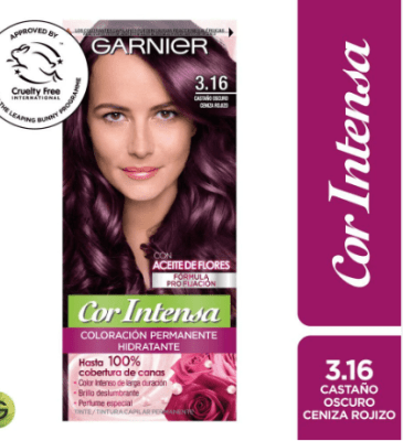 TINTURA GARNIER COR INTENSA 3.16 CASTAÑO OSCURO CENIZO ROJIZO 45GR1
