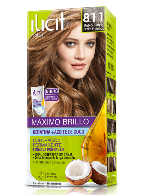 TINTURA ILICIT 8.11 RUBIO CLARO CENIZA PROFUNDO 45GR