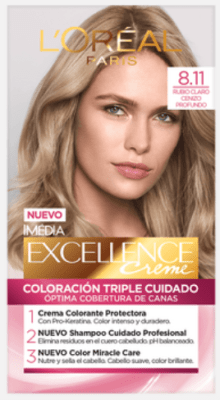 TINTURA LOREAL EXCELLENCE 8.11 RUBIO CLARO CENIZO PROFUNDO 45GR1
