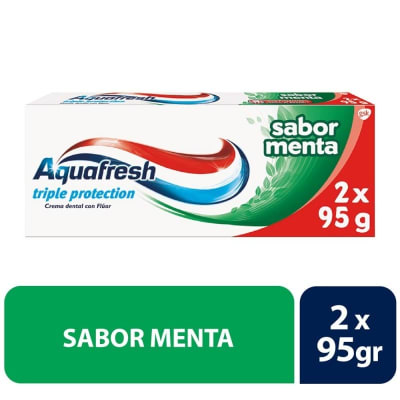 PACK PASTA DENTAL AQUAFRESH TRIPLE PROTECCION SABOR MENTA 95GRc/u