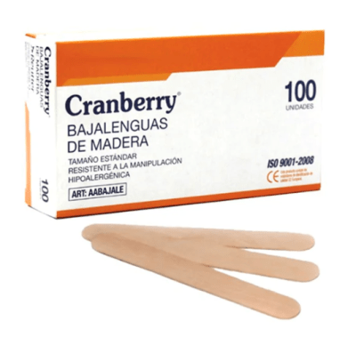 BAJALENGUAS DE MADERA CRANBERRY TAMAÑO ESTANDAR 100 UNIDADES