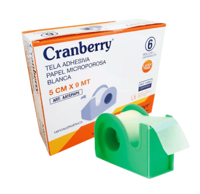 TELA ADHESIVA MICROPOROSA BLANCA CRANBERRY 5CMX9MT X UNIDAD