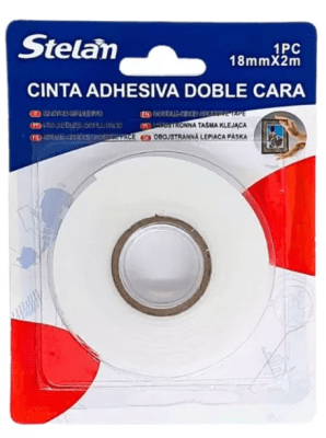 CINTA ADHESIVA DOBLE CARA STELAN 18MM X 2MTRS