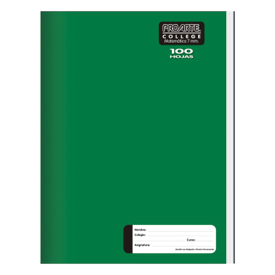 Cuaderno College Proarte 100 hojas 7mm Liso1