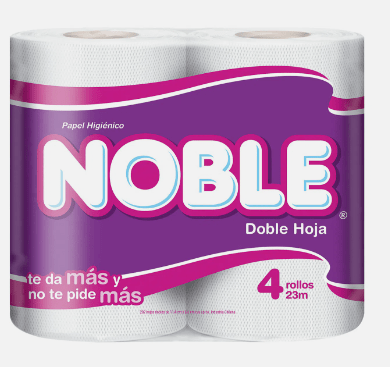 PAPEL HIGENICO NOBLE 4 ROLLOS X 23 METROS DOBLE HOJA