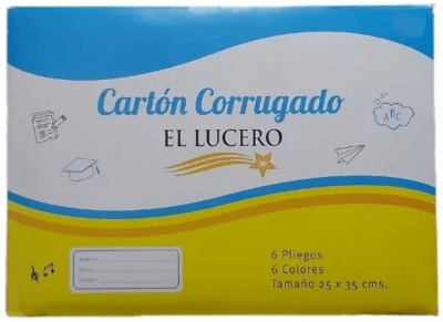 CARPETA CARTON CORRUGADO EL LUCERO 6 PLIEGOS 6 COLORES 25 X 35 CMS