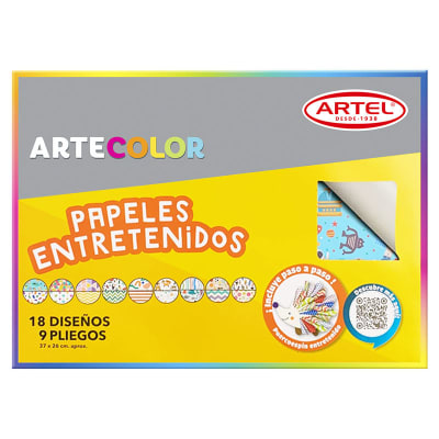 Carpeta Artecolor Papel entretenido 9 Pliegos 18 diseños1