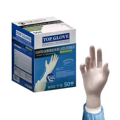 Caja Guantes Quirúrgicos 50 Pares TOP GLOVE Talla 7.51