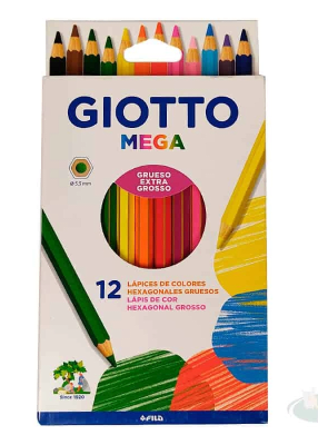 LAPICES DE COLORES GIOTTO MEGA HEXAGONALES 12UN