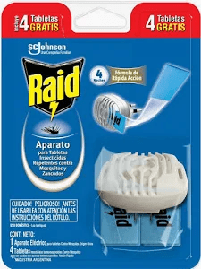 RAID APARATO ELÉCTRICO + 4 TABLETAS CONTRA MOSQUITOS Y ZANCUDOS
