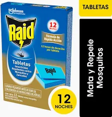 TABLETAS RAID INSECTICIDA CONTRA MOSCOS Y ZANCUDOS 12 UNIDADES