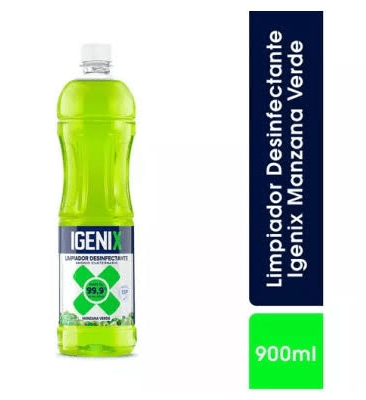 LIMPIADOR DESINFECTANTE IGENIX MANZANA VERDE 900ML(CON AMONIO CUATERNARIO)