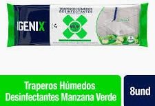 TRAPERO HÚMEDO DESINFECTANTE IGENIX AROMA MANZANA VERDE C/OJAL 8 UNIDADES