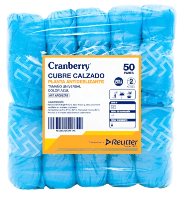CUBRE CALZADO PLANTA  ANTIDESLIZANTE COLOR AZUL CRAMBERRY 50 PARES