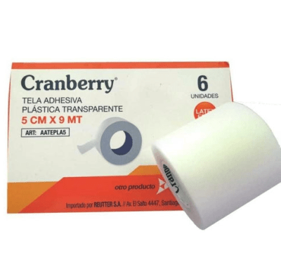 TELA  ADHESIVA PLÁSTICA TRANSPARENTE  SIN CARRO 5CMX9MT CRANBERRY