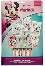 SET PARA COLOREAR ARTEL MINNIE 9HOJAS PARA PINTAR 1LAMINA STICKERS 1CUADERNILLO CROQUIS 5MARCADORES