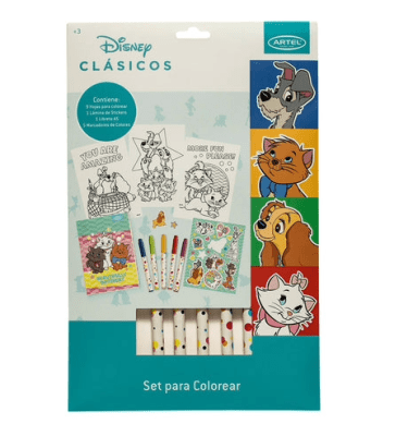 SET PARA COLOREAR ARTEL CATSDOGS 9HOJAS PARA PINTAR 1LAMINA STICKERS 1CUADERNILLO CROQUIS 5MARCADOR