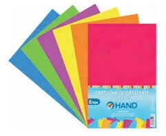 SET CARTULINA FLUORESCENTE HAND 25X35CM 6  COLORES