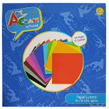 PAPEL LUSTRE ART AND CRAFT 16X16 24HOJAS 12 COLORES SURTIDOS
