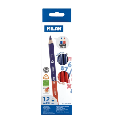 LAPICES BICOLOR MILAN AZUL -ROJO MAXI  12U TRIANGULAR