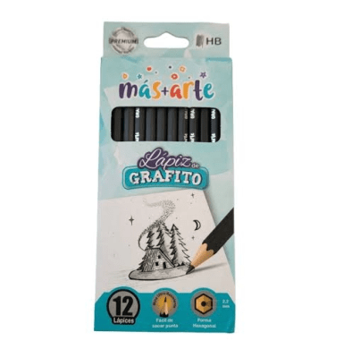 LAPICES GRAFITO HB 12 UNIDADES MÁS+ARTE HEXAGONAL