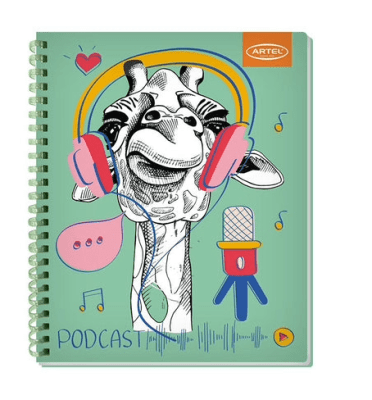 CUAD UNI ARTEL ANIMALES DIVERTIDO ESPIRAL SOFT  MATEMÁTICA 7MM  T/DURA 100HOJAS