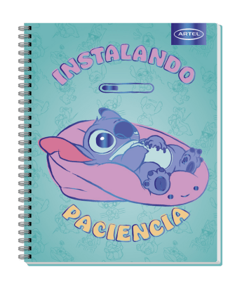 CUAD UNI ARTEL STITCH FRASES MATEMÁTICA 7MM T/DURA D/ESPIRAL 100 HOJAS