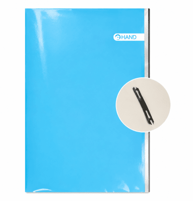 CARPETA PLASTIFICADA CON ARCHIVADOR HAND CELESTE1