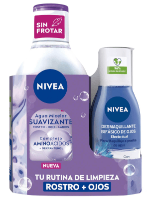 PACK NIVEA RUTINA DE LIMPIEZA ROSTRO + OJOS AGUA MICELAR 400ML+DESMAQUILLANTE BIFÁSICO DE OJOS 125ML1