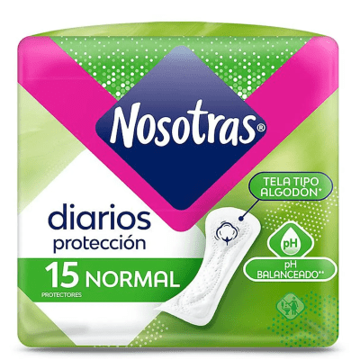 PROTECTORES DIARIOS  NOSOTRAS TELA TIPO ALGODÓN 15 UNIDADES