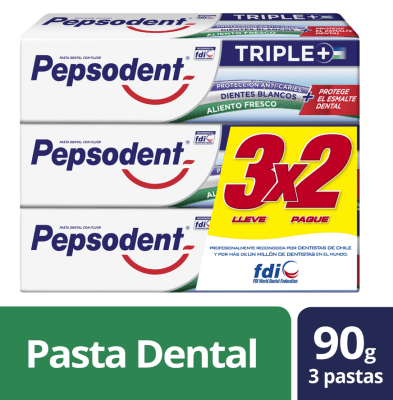 TRIPACK PASTA DENTAL PEPSODENT  TRIPLE + 90GR C/U1