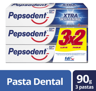 TRIPACK PEPSODENT XTRA WHITENING 90GR X3 UNI