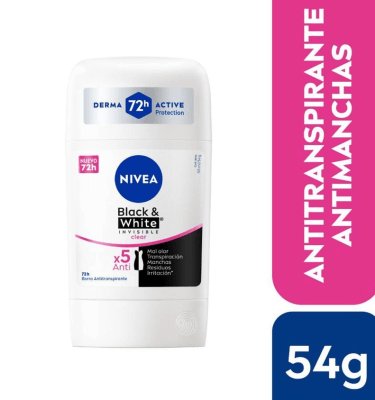 DEO BARRA NIVEA BLACK WHITE INVISIBLE CLEAR 72H  54GR