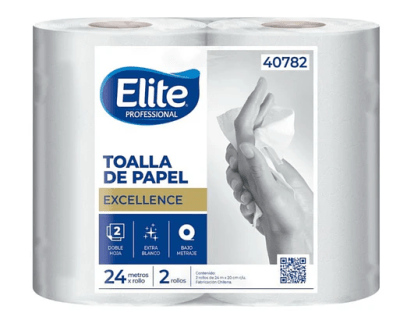 TOALLA DE PAPEL ELITE D/HOJA X2 ROLLOS 24MTRS C/U1