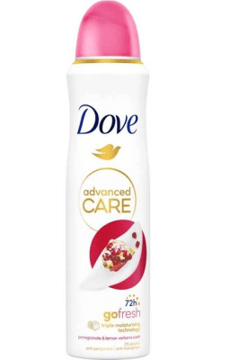 DEO SP DOVE ADVANCE CARE GO FRESH POMEGRANATE LEMON VERBENA SCENT 0% ALCOHOL 72H 150ML1