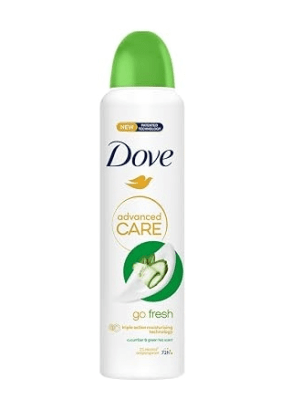 DEO SP DOVE ADVANCE CARE GO FRESH CUCUMBER GREEN TEA SCENT 0%ALCOHOL 72H 150ML1