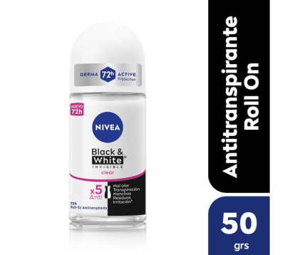 DEO ROLL-ON NIVEA INVISIBLE BLACK WHITE CLEAR X5 ANTI 72H  50ML1