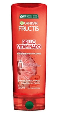 ACOND GARNIER FRUCTIS BRILLO VITAMINIZADO SHOT DE VITAMINA E + GUARANÁ, FRUTOS ROJOS 350ML