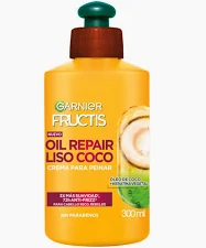 CREMA PARA PEINAR GARNIER FRUCTIS  OIL REPAIR LISO COCO ÓLEO DE COCO+KERATINA VEGETAL  300ML