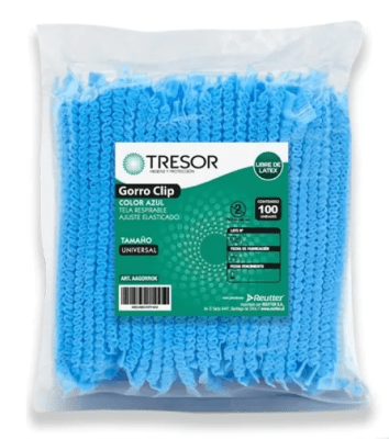 GORRO CLIP AZUL TRESOR LIBRE DE LATEX  TAMAÑO UNIVERSAL 100UND