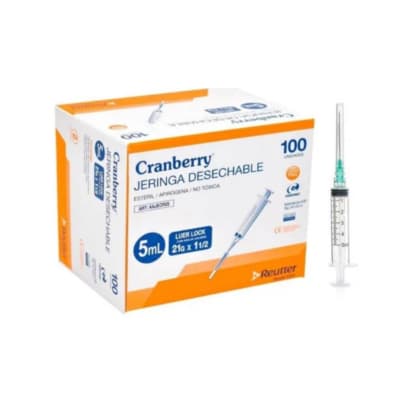 CAJA JERINGA 21G X 1 1/2 5ML CRANBERRY (100 UNIDADES)1
