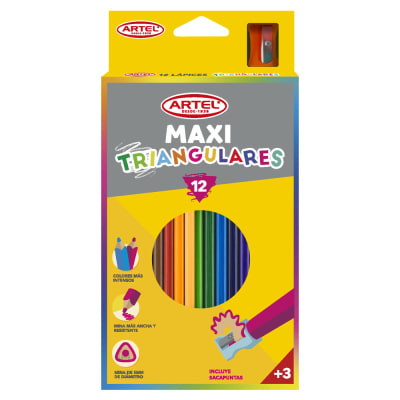 LAPICES DE COLORES ARTEL MAXI TRIANGUALRES 12 COLORES + SACAPUNTA
