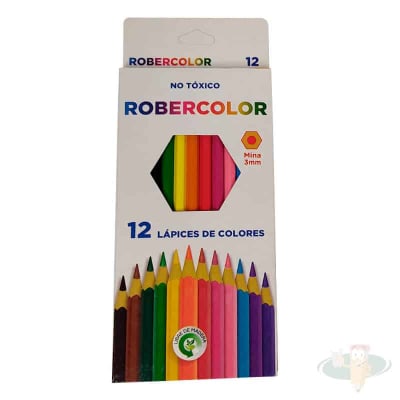 LAPICES DE COLORES ROBERCOLOR 12 COLORES HEXAGONALES  3MM1