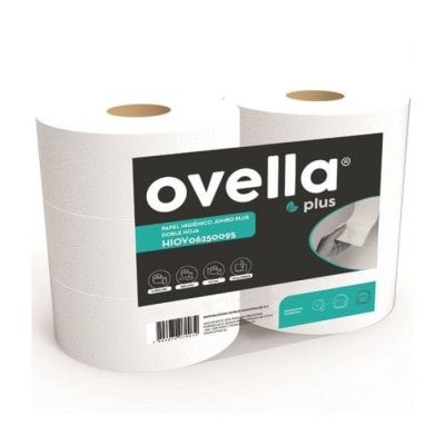 PACK PAPEL HIGIÉNICO JUMBO PLUS DOBLE HOJA OVELLA 6X250MTRS H/D
