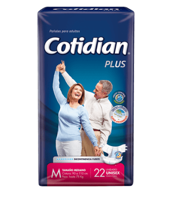 PAÑALES ADULTO COTIDIAN PLUS TALLA M 22 UNIDADES