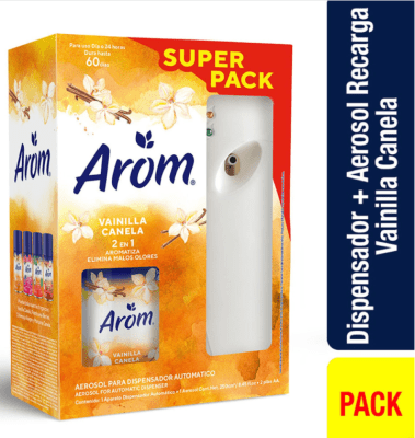 SUPER PACK DISPENSADOR AUTOMATICO AROM+AEROSOL VAINILLA CANELA